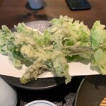 Aizuyamamiyakosoba Tsutsumian - 山菜の天ぷら（接写）