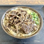 Teuchi Udon Ichiya - かけうどん＋肉盛り放題=大盛り肉うどん