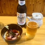 相撲茶屋 ちゃんこ亭 - マグロ長芋とノンアルビール