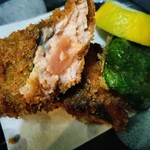 かず坊 - サーモンフライ　ピーマンの素揚げ
