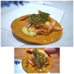 Refugeforestiere 五島 - ＊トマトとバルメザン　桜海老・・トマトとバルメザンで作ったお煎餅風の品自体も食感・お味ともにいいのですが、 桜海老の旨味が加わるとより美味しいですね。