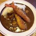 ばんぼしゆ - シーフードカレー+エビフライ