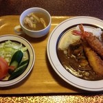ばんぼしゆ - シーフードカレー+エビフライ+カニクリームコロッケ
