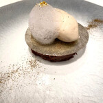 レストラン リューズ - 日本酒の泡、ほうじ茶のアイス、リ・オ・レ