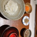 眞 - 最後は卵かけご飯。　ちりめんじゃこも山椒がピリッときいておいしかったです