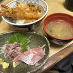 食事処 熱海 祇園 - 天丼と刺身小鉢