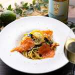 Salmon and spinach lemon cream pasta