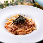 Squid and cod roe cream pasta