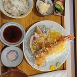 とんかつ 牡丹 - 海老アジフライ定食