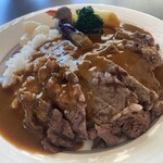 レストランシーサイド - 国産牛ステーキカレー ブッかけ後