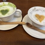 Maccha An Kenshin - 抹茶と黒ゴマのフォンデュソースをラテにしてもらいました