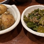 串かつラブリー - じゃがいものガーリック炒め、ししとうのジャコ炒め