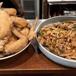 串かつラブリー - 手羽先、メンマ炒め