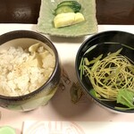 嵐渓荘 - たけのこご飯、吸い物