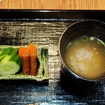御料理 良所 - 香物と味噌汁