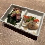 魚真 渋谷店 - ホタルイカの酢味噌和え+南蛮漬け