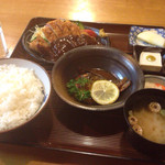 和食処 あずさ - さば味噌煮ととんかつ定食(¥1,000)