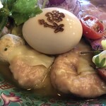 支那蕎麦 大丸 - トッピング雲呑&半熟卵