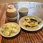 Araki Soba - 蕎麦つゆ/ネギ/お漬物