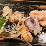 山元麺蔵 - 野菜天ざるの野菜の天ぷら