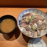 京すし - はーふ&ハーフ丼(あじ、さば)