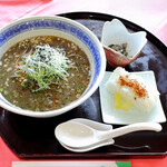 Ayutaki Kantori Kurabu - 黒担々麺、小鉢、おにぎり