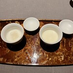 茶禅華 - 杏仁豆腐　冷たいものと温かいものの違いを楽しみます　冷たい方からいただきます