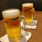 Genki Shichirin Yakiniku Gyuushige - 生ビールで乾杯！！
