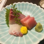 Tenkichi - お刺身3種盛合わせ　マグロ、ブリ、鯛