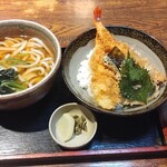 Yama zen - 天丼定食うどん付き　1200円