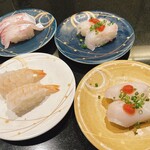 回転寿司 一太郎 - 鯛、ヒラメ、生エビ、天然トラフグ。