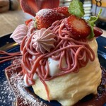 シチノカフェ - 磨き苺モンブランパンケーキ