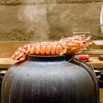 sushishumbinishikawa - 茶釜の湯気と余熱で火を通した車海老