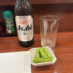 きしめん あまの - ビール小と枝豆