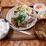 なんぶの湯 おんせんカフェ - 2024年5月　［信玄鶏]うま塩ねぎチキン定食　1000円