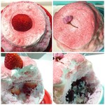 かき氷&デザート&カフェ ボンジョルネ - 桜いちご大福氷1,800円、酒粕さくら氷2,100円✨上から＆中♪桜シロップと桜パウダーで春満載のかき氷でした♡