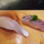 市場食堂 - にぎり寿司(かんぱち・あじ)