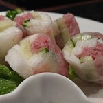 美食クラブ まさき家 - ネギトロ長芋キュウリの生春巻