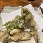 手打ち蕎麦切り 天空 - 春野菜の天ぷら