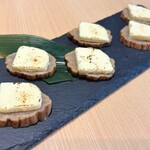 Grilled pickled daikon radish and cream cheese
