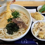 Udondokoro Ohana - おはなうどん 麺大盛り & 筍の炊き込みご飯 & かしわ天（一枚）