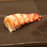 三谷 - 車海老、　Puligny-Montrachet 2011 Grand Vin de Bourgogne Marc Morey で　(2014/02)