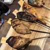 Aburidokoro Hinozen - おすすめの魚串！手前からホッケ２種、赤ウオ、サーモンハラス、鯖塩！食べ方は串焼きと斬新だが、食べ方は大根おろしと醤油と至ってシンプルで美味い！ご飯も食べたくなる！