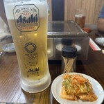 もんぜ - 生ビールと白菜キムチ