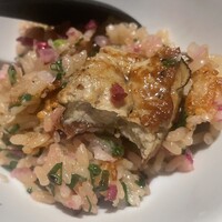 神楽坂焼肉 Kintan - フォアグラとトリュフの石焼ビビンバ（店員さんとりわけ後）