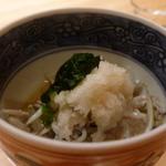 玄斎 - 淡路産新子、生海苔、辛味大根和えアップ