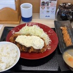 Katsuya - タルタルチキンカツ定食+海老フライ
