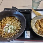 ゆで太郎 もつ次郎 - 朝そば野菜かき揚げ丼セットとクーポンの海老天