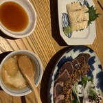 茶茶 Ryu-rey - 春鰹のお刺身、湯葉のお刺身