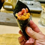 鮨 とっぴん 和田 - ネギマ＆うに手巻き